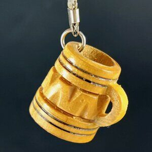 Old vintage keychain wooden mug